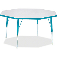 Jonti-Craft Berries Elementary Height Color Edge Octagon Table Laminated Octagonal, Teal Top - Four Leg Base - 4 Legs - Height Adjustable - 15" to 24" Adjustment x 1.13" Table Top Thickness x 48" Table Top Diameter - 24" Height - Art, Craft - (6428JCE005)
