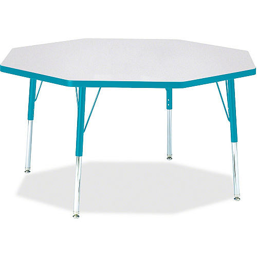 Jonti-Craft Berries Elementary Height Color Edge Octagon Table Laminated Octagonal, Teal Top - Four Leg Base - 4 Legs - Height Adjustable - 15" to 24" Adjustment x 1.13" Table Top Thickness x 48" Table Top Diameter - 24" Height - Art, Craft - (6428JCE005)