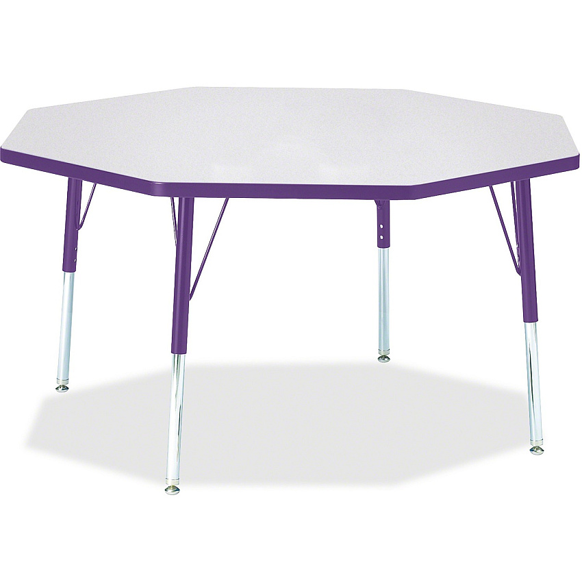 Jonti-Craft Berries Elementary Height Color Edge Octagon Table Laminated Octagonal, Purple Top - Four Leg Base - 4 Legs - Height Adjustable - 15" to 24" Adjustment x 1.13" Table Top Thickness x 48" Table Top Diameter - 24" Height - Art, Craft (6428JCE004)