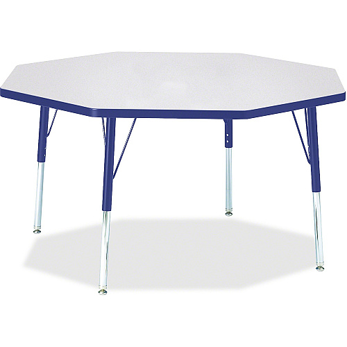 Jonti-Craft Berries Elementary Height Color Edge Octagon Table Gray Octagonal, Laminated Top - Four Leg Base - 4 Legs - Height Adjustable - 15" to 24" Adjustment x 1.13" Table Top Thickness x 48" Table Top Diameter - 24" Height - Art, Craft - (6428JCE003)
