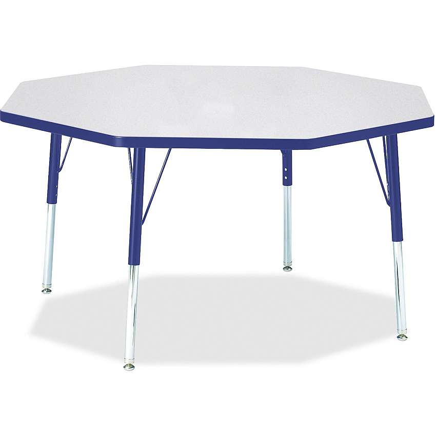 Jonti-Craft Berries Elementary Height Color Edge Octagon Table Gray Octagonal, Laminated Top - Four Leg Base - 4 Legs - Height Adjustable - 15" to 24" Adjustment x 1.13" Table Top Thickness x 48" Table Top Diameter - 24" Height - Art, Craft - (6428JCE003)