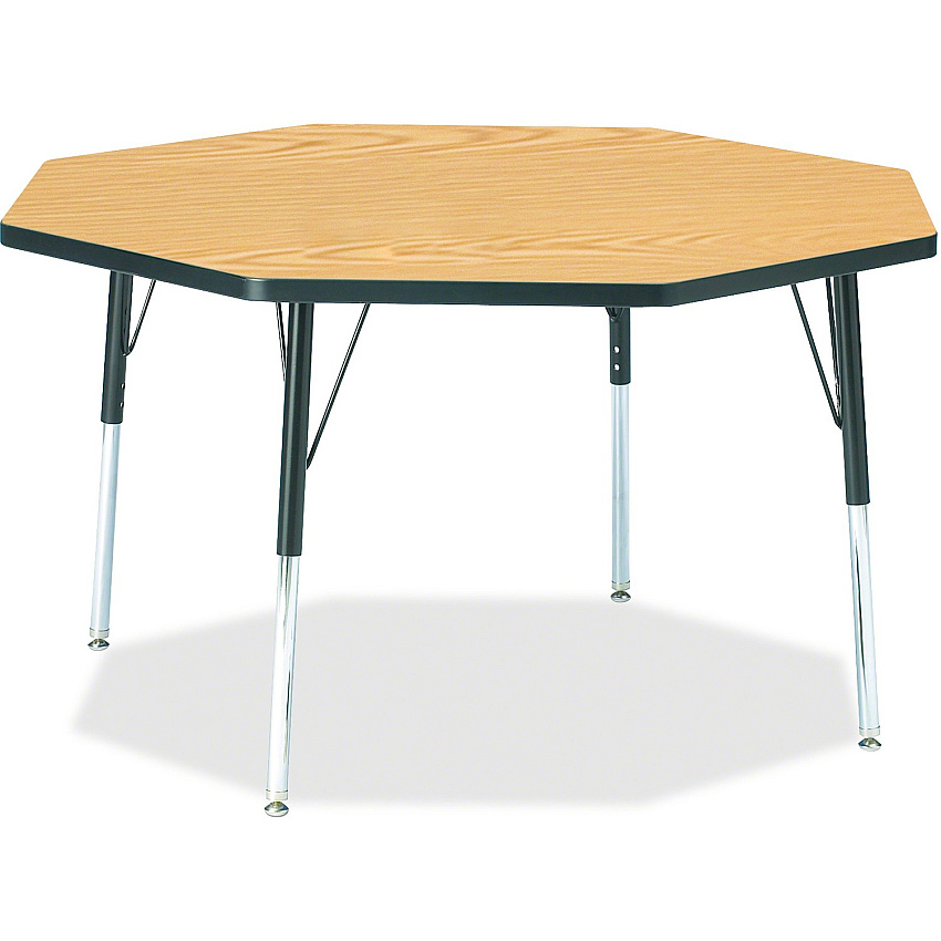 Jonti-Craft Berries Adult Height Color Top Octagon Table Black Oak Octagonal, Laminated Top - Four Leg Base - 4 Legs - Height Adjustable - 24" to 31" Adjustment x 1.13" Table Top Thickness x 48" Table Top Diameter - 31" Height - Art, Craft -  (6428JCA210)