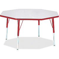 Berries Berries Adult Height Color Edge Octagon Table Gray Octagonal Top - Four Leg Base - 4 Legs - Height Adjustable - 24" to 31" Adjustment x 1.13" Table Top Thickness x 48" Table Top Diameter - 31" Height - Art, Craft - Assembly Required - (6428JCA008)
