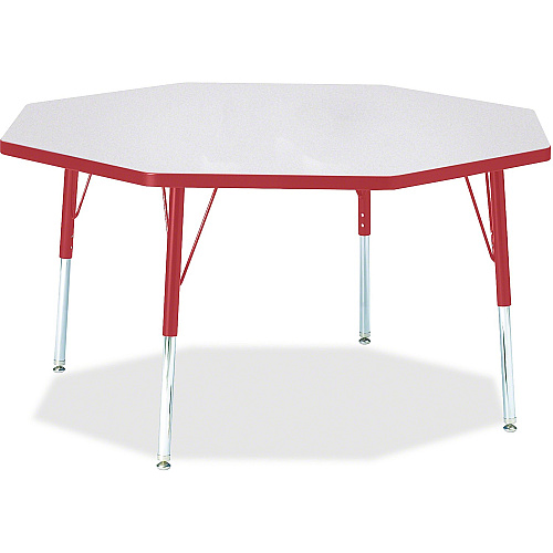 Berries Berries Adult Height Color Edge Octagon Table Gray Octagonal Top - Four Leg Base - 4 Legs - Height Adjustable - 24" to 31" Adjustment x 1.13" Table Top Thickness x 48" Table Top Diameter - 31" Height - Art, Craft - Assembly Required - (6428JCA008)