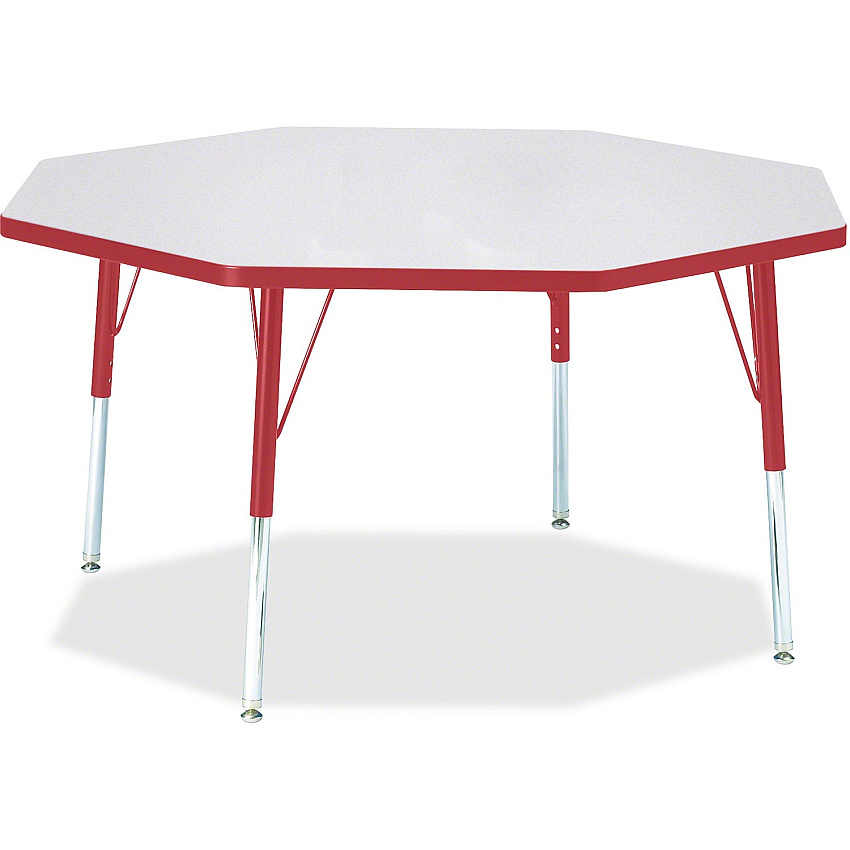 Berries Berries Adult Height Color Edge Octagon Table Gray Octagonal Top - Four Leg Base - 4 Legs - Height Adjustable - 24" to 31" Adjustment x 1.13" Table Top Thickness x 48" Table Top Diameter - 31" Height - Art, Craft - Assembly Required - (6428JCA008)