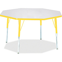 Jonti-Craft Berries Adult Height Color Edge Octagon Table Gray Octagonal, Laminated Top - Four Leg Base - 4 Legs - Height Adjustable - 24" to 31" Adjustment x 1.13" Table Top Thickness x 48" Table Top Diameter - 31" Height - Art, Craft - Asse (6428JCA007)