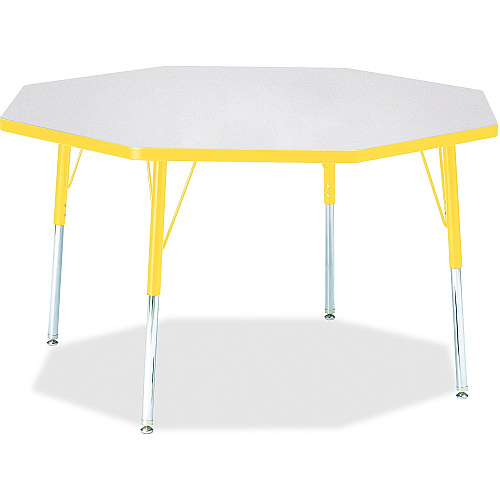 Jonti-Craft Berries Adult Height Color Edge Octagon Table Gray Octagonal, Laminated Top - Four Leg Base - 4 Legs - Height Adjustable - 24" to 31" Adjustment x 1.13" Table Top Thickness x 48" Table Top Diameter - 31" Height - Art, Craft - Asse (6428JCA007)