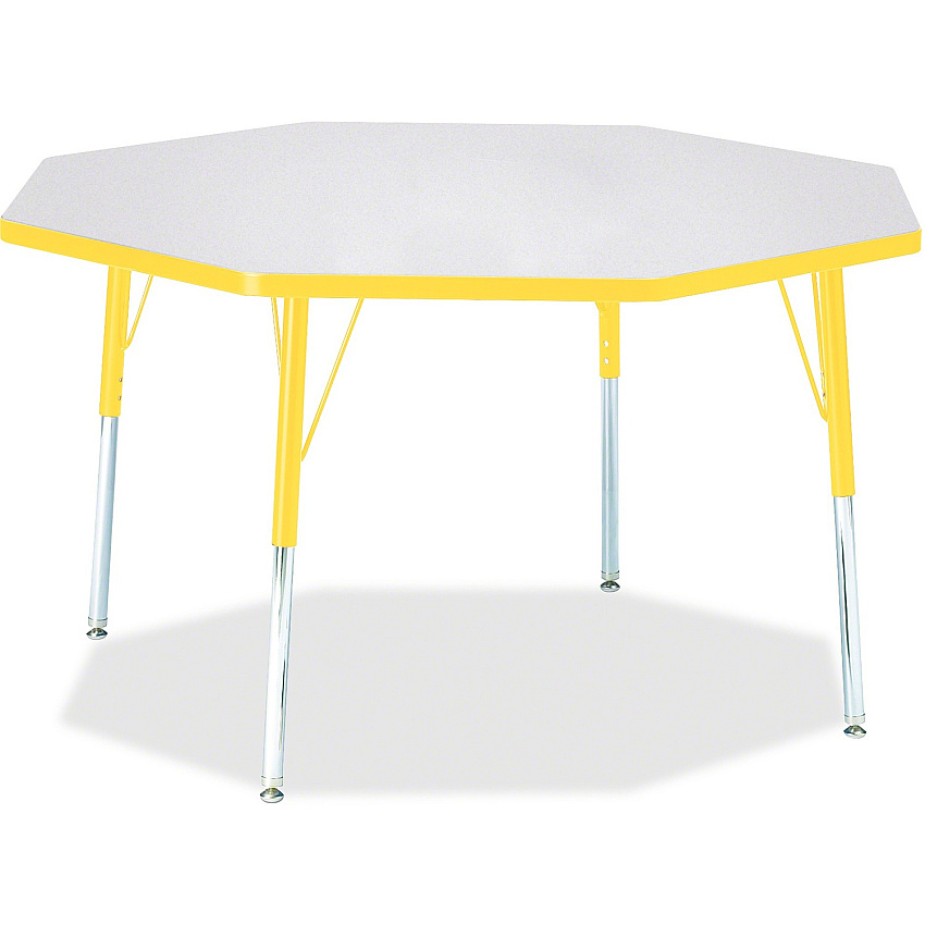 Jonti-Craft Berries Adult Height Color Edge Octagon Table Gray Octagonal, Laminated Top - Four Leg Base - 4 Legs - Height Adjustable - 24" to 31" Adjustment x 1.13" Table Top Thickness x 48" Table Top Diameter - 31" Height - Art, Craft - Asse (6428JCA007)
