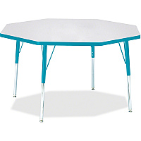 Jonti-Craft Berries Adult Height Color Edge Octagon Table Laminated Octagonal, Teal Top - Four Leg Base - 4 Legs - Height Adjustable - 24" to 31" Adjustment x 1.13" Table Top Thickness x 48" Table Top Diameter - 31" Height - Art, Craft - Asse (6428JCA005)