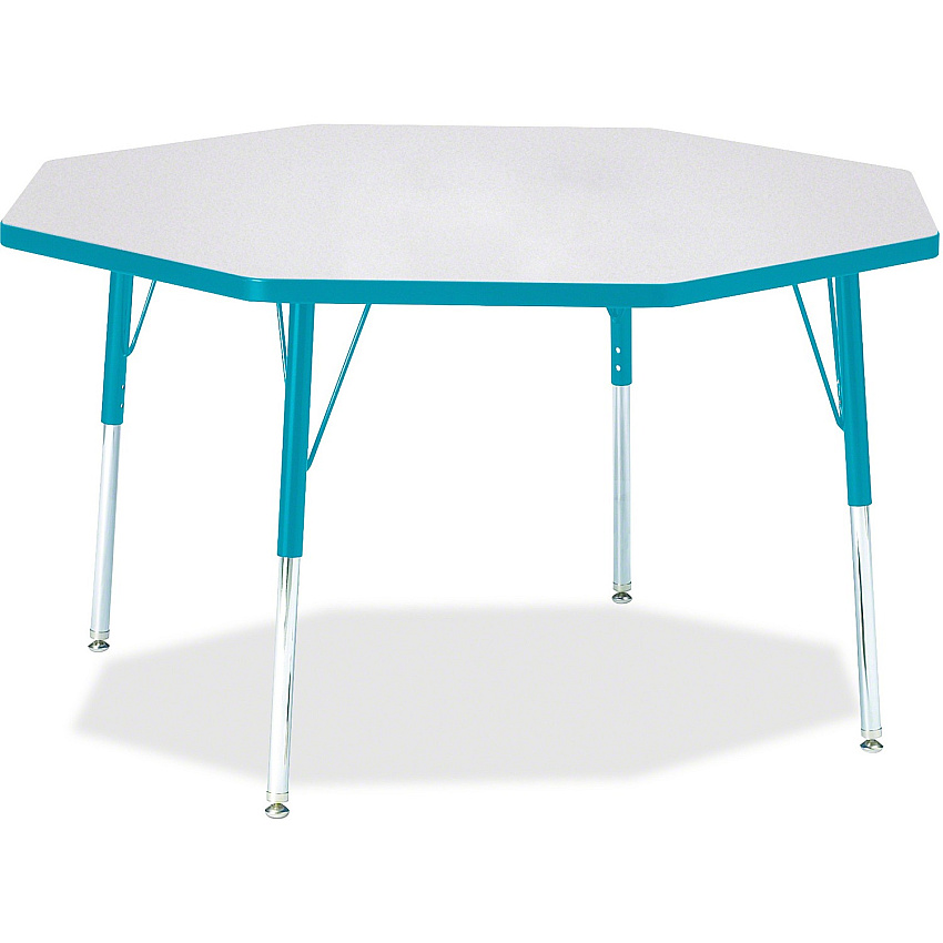 Jonti-Craft Berries Adult Height Color Edge Octagon Table Laminated Octagonal, Teal Top - Four Leg Base - 4 Legs - Height Adjustable - 24" to 31" Adjustment x 1.13" Table Top Thickness x 48" Table Top Diameter - 31" Height - Art, Craft - Asse (6428JCA005)