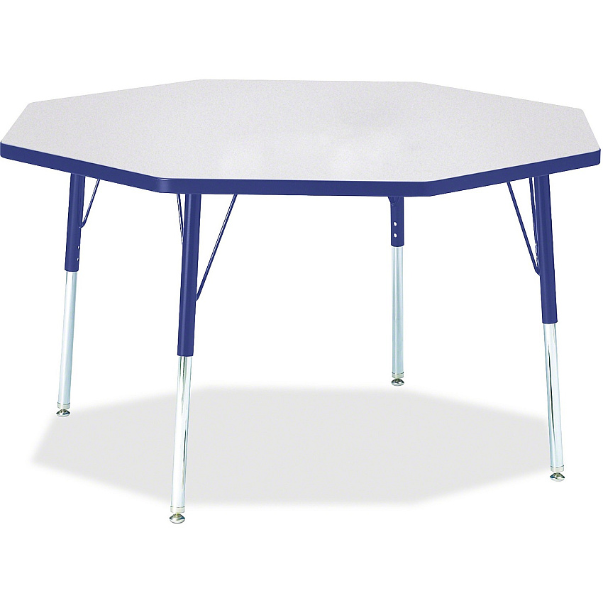 Jonti-Craft Berries Adult Height Color Edge Octagon Table Gray Octagonal, Laminated Top - Four Leg Base - 4 Legs - Height Adjustable - 24" to 31" Adjustment x 1.13" Table Top Thickness x 48" Table Top Diameter - 31" Height - Art, Craft - Asse (6428JCA003)