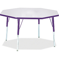 Jonti-Craft Berries Adult Height Color Edge Octagon Table Laminated Octagonal, Purple Top - Four Leg Base - 4 Legs - Height Adjustable - 24" to 31" Adjustment x 1.13" Table Top Thickness x 48" Table Top Diameter - 31" Height - Art, Craft - As (6428JCA004)