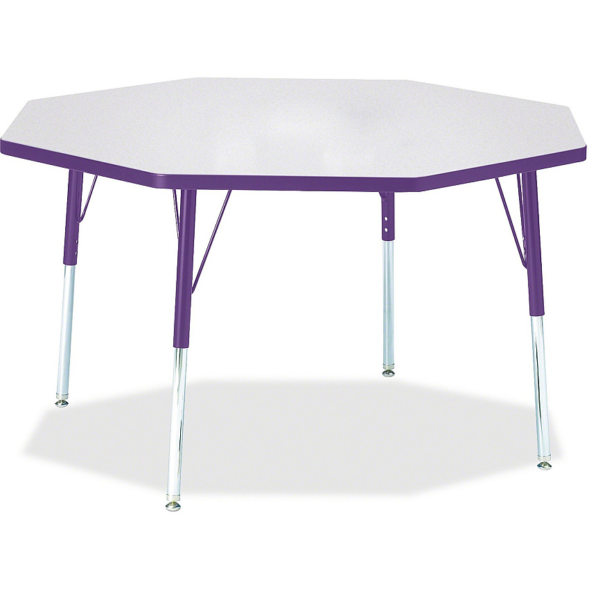 Jonti-Craft Berries Adult Height Color Edge Octagon Table Laminated Octagonal, Purple Top - Four Leg Base - 4 Legs - Height Adjustable - 24" to 31" Adjustment x 1.13" Table Top Thickness x 48" Table Top Diameter - 31" Height - Art, Craft - As (6428JCA004)