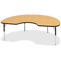 Jonti-Craft Berries Elementary Height Color Top Kidney Table Black Oak Kidney-shaped, Laminated Top - Four Leg Base - 4 Legs - Height Adjustable - 15" to 24" Adjustment - 72" Table Top Length x 48" Table Top Width x 1.13" Table Top Thickness  (6423JCE210)