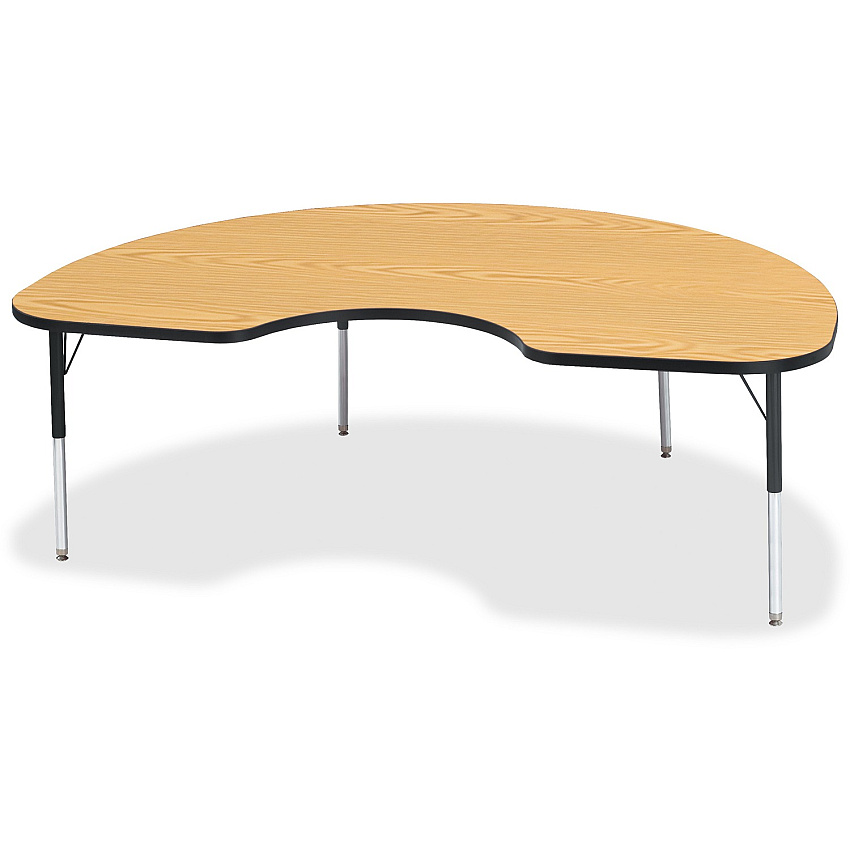 Jonti-Craft Berries Elementary Height Color Top Kidney Table Black Oak Kidney-shaped, Laminated Top - Four Leg Base - 4 Legs - Height Adjustable - 15" to 24" Adjustment - 72" Table Top Length x 48" Table Top Width x 1.13" Table Top Thickness  (6423JCE210)