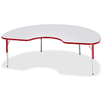 Jonti-Craft Berries Elementary Height Color Edge Kidney Table Laminated Kidney-shaped, Red Top - Four Leg Base - 4 Legs - Height Adjustable - 15" to 24" Adjustment - 72" Table Top Length x 48" Table Top Width x 1.13" Table Top Thickness - 24" (6423JCE008)
