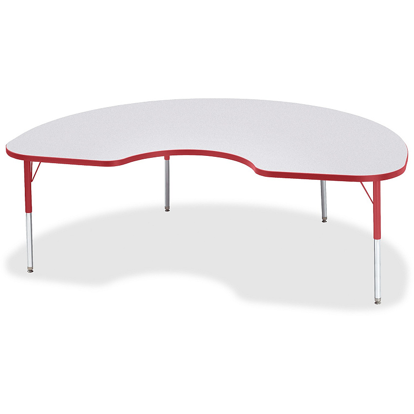 Jonti-Craft Berries Elementary Height Color Edge Kidney Table Laminated Kidney-shaped, Red Top - Four Leg Base - 4 Legs - Height Adjustable - 15" to 24" Adjustment - 72" Table Top Length x 48" Table Top Width x 1.13" Table Top Thickness - 24" (6423JCE008)