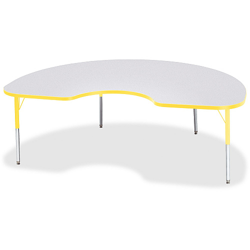 Jonti-Craft Berries Elementary Height Color Edge Kidney Table Laminated Kidney-shaped, Yellow Top - Four Leg Base - 4 Legs - Height Adjustable - 15" to 24" Adjustment - 72" Table Top Length x 48" Table Top Width x 1.13" Table Top Thickness -  (6423JCE007)