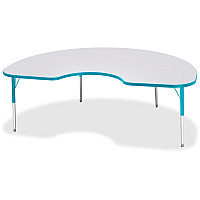 Jonti-Craft Berries Elementary Height Color Edge Kidney Table Laminated Kidney-shaped, Teal Top - Four Leg Base - 4 Legs - Height Adjustable - 15" to 24" Adjustment - 72" Table Top Length x 48" Table Top Width x 1.13" Table Top Thickness - 24 (6423JCE005)