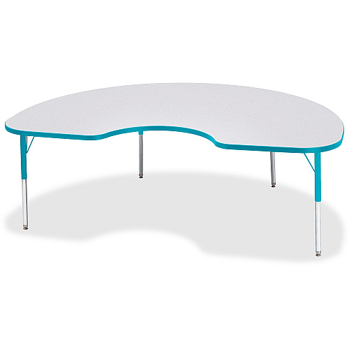 Jonti-Craft Berries Elementary Height Color Edge Kidney Table Laminated Kidney-shaped, Teal Top - Four Leg Base - 4 Legs - Height Adjustable - 15" to 24" Adjustment - 72" Table Top Length x 48" Table Top Width x 1.13" Table Top Thickness - 24 (6423JCE005)