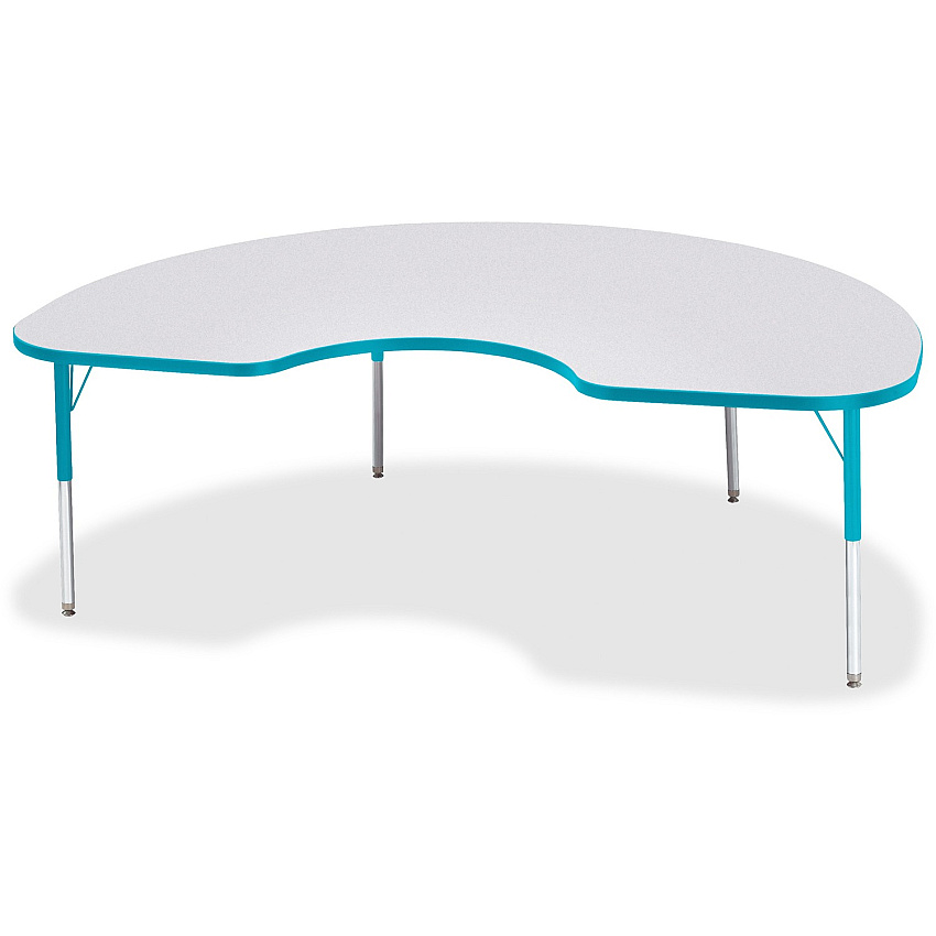 Jonti-Craft Berries Elementary Height Color Edge Kidney Table Laminated Kidney-shaped, Teal Top - Four Leg Base - 4 Legs - Height Adjustable - 15" to 24" Adjustment - 72" Table Top Length x 48" Table Top Width x 1.13" Table Top Thickness - 24 (6423JCE005)