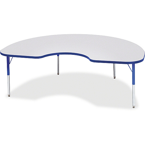 Jonti-Craft Berries Elementary Height Color Edge Kidney Table Gray Kidney-shaped, Laminated Top - Four Leg Base - 4 Legs - Height Adjustable - 15" to 24" Adjustment - 72" Table Top Length x 48" Table Top Width x 1.13" Table Top Thickness - 24 (6423JCE003)