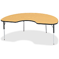 Jonti-Craft Berries Adult Color Top Kidney Table Black Oak Kidney-shaped, Laminated Top - Four Leg Base - 4 Legs - Height Adjustable - 24
