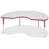 Jonti-Craft Berries Adult Height Prism Color Edge Kidney Table Laminated Kidney-shaped, Red Top - Four Leg Base - 4 Legs - Height Adjustable - 24