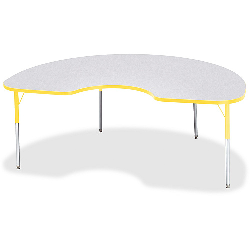 Jonti-Craft Berries Adult Height Prism Color Edge Kidney Table Laminated Kidney-shaped, Yellow Top - Four Leg Base - 4 Legs - Height Adjustable - 24" to 31" Adjustment - 72" Table Top Length x 48" Table Top Width x 1.13" Table Top Thickness - (6423JCA007)