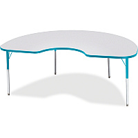Jonti-Craft Berries Adult Height Prism Color Edge Kidney Table Laminated Kidney-shaped, Teal Top - Four Leg Base - 4 Legs - Height Adjustable - 24