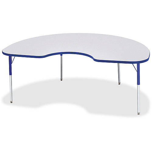 Jonti-Craft Berries Adult Height Prism Color Edge Kidney Table Blue Kidney-shaped, Laminated Top - Four Leg Base - 4 Legs - Height Adjustable - 24" to 31" Adjustment - 72" Table Top Length x 48" Table Top Width x 1.13" Table Top Thickness - 3 (6423JCA003)
