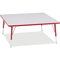 Jonti-Craft Berries Elementary Height Color Edge Square Table Laminated Square, Red Top - Four Leg Base - 4 Legs - Height Adjustable - 15" to 24" Adjustment - 48" Table Top Length x 48" Table Top Width x 1.13" Table Top Thickness - 24" Height (6418JCE008)