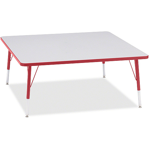 Jonti-Craft Berries Elementary Height Color Edge Square Table Laminated Square, Red Top - Four Leg Base - 4 Legs - Height Adjustable - 15" to 24" Adjustment - 48" Table Top Length x 48" Table Top Width x 1.13" Table Top Thickness - 24" Height (6418JCE008)