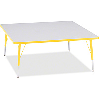 Jonti-Craft Berries Elementary Height Color Edge Square Table Laminated Square, Yellow Top - Four Leg Base - 4 Legs - Height Adjustable - 15" to 24" Adjustment - 48" Table Top Length x 48" Table Top Width x 1.13" Table Top Thickness - 24" Hei (6418JCE007)
