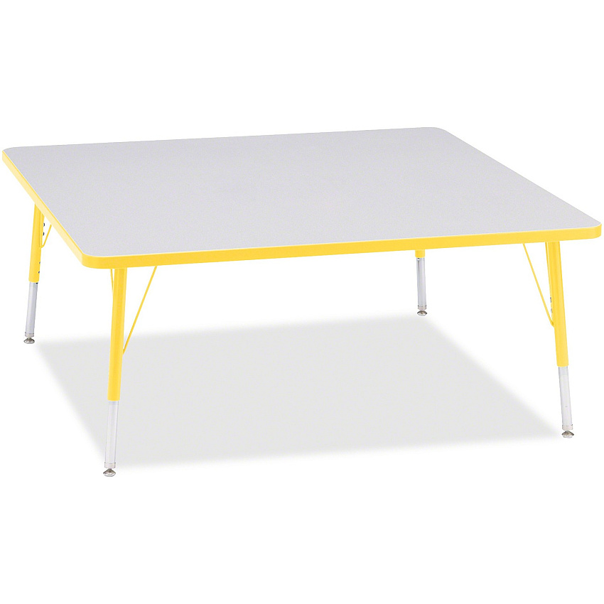 Jonti-Craft Berries Elementary Height Color Edge Square Table Laminated Square, Yellow Top - Four Leg Base - 4 Legs - Height Adjustable - 15" to 24" Adjustment - 48" Table Top Length x 48" Table Top Width x 1.13" Table Top Thickness - 24" Hei (6418JCE007)