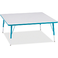 Jonti-Craft Berries Elementary Height Color Edge Square Table Laminated Square, Teal Top - Four Leg Base - 4 Legs - Height Adjustable - 15