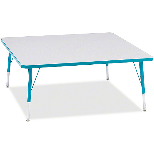 Jonti-Craft Berries Elementary Height Color Edge Square Table Laminated Square, Teal Top - Four Leg Base - 4 Legs - Height Adjustable - 15" to 24" Adjustment - 48" Table Top Length x 48" Table Top Width x 1.13" Table Top Thickness - 24" Heigh (6418JCE005)