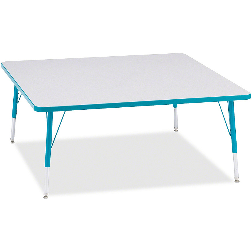 Jonti-Craft Berries Elementary Height Color Edge Square Table Laminated Square, Teal Top - Four Leg Base - 4 Legs - Height Adjustable - 15" to 24" Adjustment - 48" Table Top Length x 48" Table Top Width x 1.13" Table Top Thickness - 24" Heigh (6418JCE005)