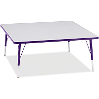 Jonti-Craft Berries Elementary Height Color Edge Square Table Laminated Square, Purple Top - Four Leg Base - 4 Legs - Height Adjustable - 15