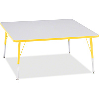 Jonti-Craft Berries Adult Height Prism Color Edge Square Table Laminated Square, Yellow Top - Four Leg Base - 4 Legs - Height Adjustable - 24