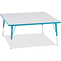 Jonti-Craft Berries Adult Height Prism Color Edge Square Table Laminated Square, Teal Top - Four Leg Base - 4 Legs - Height Adjustable - 24