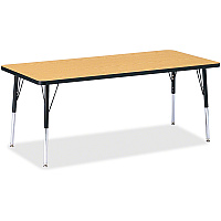 Jonti-Craft Berries Elementary Height Color Top Rectangle Table Black Oak Rectangle, Laminated Top - Four Leg Base - 4 Legs - Height Adjustable - 15" to 24" Adjustment - 72" Table Top Length x 30" Table Top Width x 1.13" Table Top Thickness - (6413JCE210)