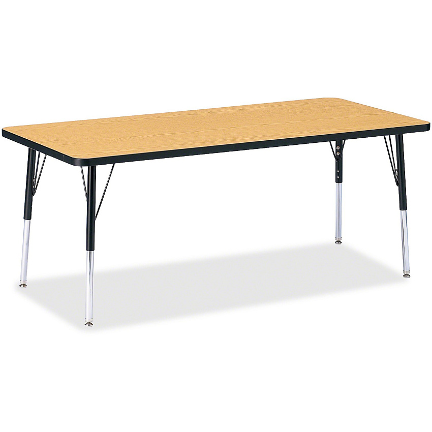 Jonti-Craft Berries Elementary Height Color Top Rectangle Table Black Oak Rectangle, Laminated Top - Four Leg Base - 4 Legs - Height Adjustable - 15" to 24" Adjustment - 72" Table Top Length x 30" Table Top Width x 1.13" Table Top Thickness - (6413JCE210)