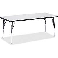 Jonti-Craft Berries Elementary Height Color Edge Rectangle Table Black Rectangle, Laminated Top - Four Leg Base - 4 Legs - Height Adjustable - 15" to 24" Adjustment - 72" Table Top Length x 30" Table Top Width x 1.13" Table Top Thickness - 24 (6413JCE180)