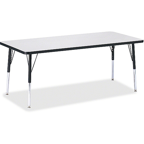 Jonti-Craft Berries Elementary Height Color Edge Rectangle Table Black Rectangle, Laminated Top - Four Leg Base - 4 Legs - Height Adjustable - 15" to 24" Adjustment - 72" Table Top Length x 30" Table Top Width x 1.13" Table Top Thickness - 24 (6413JCE180)
