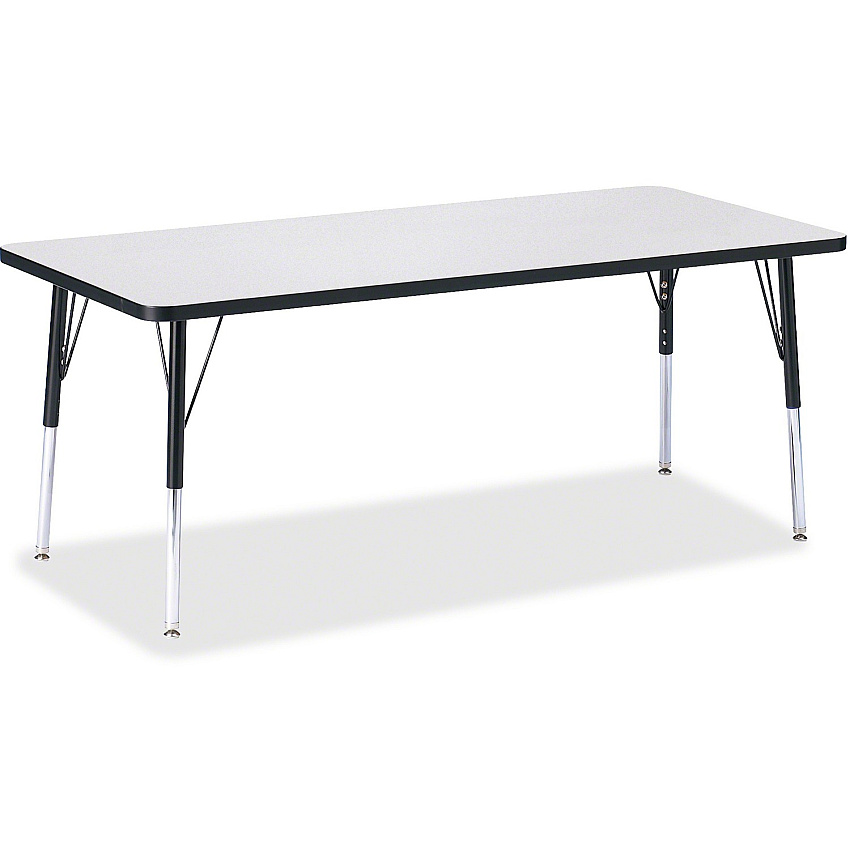 Jonti-Craft Berries Elementary Height Color Edge Rectangle Table Black Rectangle, Laminated Top - Four Leg Base - 4 Legs - Height Adjustable - 15" to 24" Adjustment - 72" Table Top Length x 30" Table Top Width x 1.13" Table Top Thickness - 24 (6413JCE180)