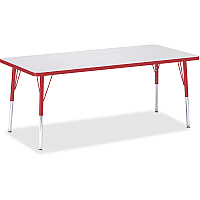 Jonti-Craft Berries Elementary Height Color Edge Rectangle Table Gray Rectangle, Laminated Top - Four Leg Base - 4 Legs - Height Adjustable - 15" to 24" Adjustment - 72" Table Top Length x 30" Table Top Width x 1.13" Table Top Thickness - 24" (6413JCE008)