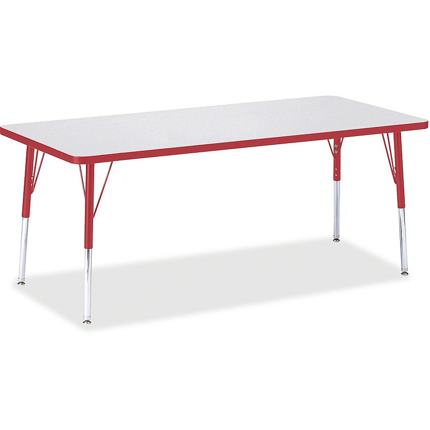 Jonti-Craft Berries Elementary Height Color Edge Rectangle Table Gray Rectangle, Laminated Top - Four Leg Base - 4 Legs - Height Adjustable - 15" to 24" Adjustment - 72" Table Top Length x 30" Table Top Width x 1.13" Table Top Thickness - 24" (6413JCE008)
