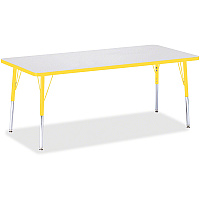 Jonti-Craft Berries Elementary Height Color Edge Rectangle Table Gray Rectangle Top - Four Leg Base - 4 Legs - Height Adjustable - 15" to 24" Adjustment - 72" Table Top Length x 30" Table Top Width x 1.13" Table Top Thickness - 24" Height - A (6413JCE007)