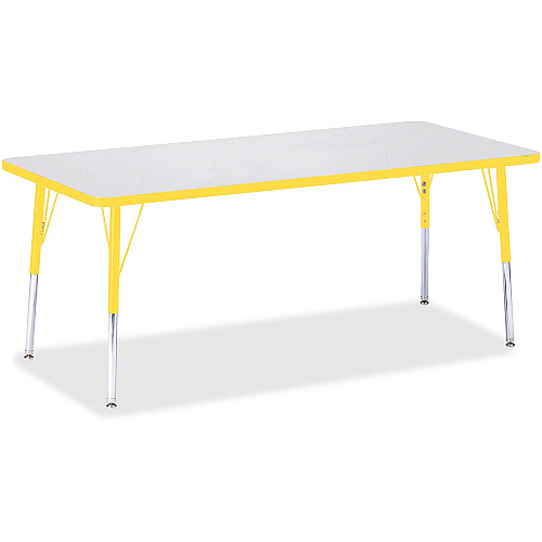 Jonti-Craft Berries Elementary Height Color Edge Rectangle Table Gray Rectangle Top - Four Leg Base - 4 Legs - Height Adjustable - 15" to 24" Adjustment - 72" Table Top Length x 30" Table Top Width x 1.13" Table Top Thickness - 24" Height - A (6413JCE007)